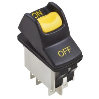 APEM DPST On-On On-On Rocker Switch Panel Nylon Housing Black Yellow Actuator KL462AKXA125N01025