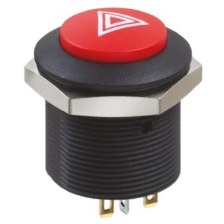 Apem FP Series Illuminated Latching Push Button Switch, DPDT, Red LED, Panel Mount, 24.2 mm Cutout, 12 V dc FPAR1D1462C1113