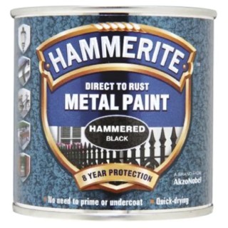 Hammerite Direct to Rust Paint Hammered Finish Black 250 ml 5084792