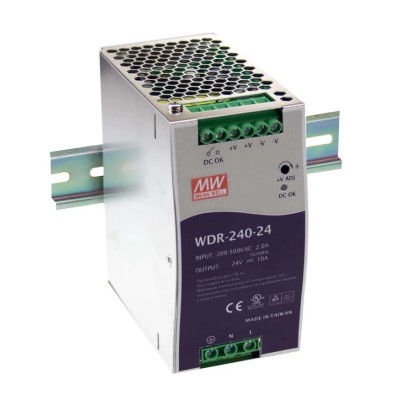 Mean Well WDR Switched Mode DIN Rail Power Supply 240W, 48 V, 5 A, 180-550 V AC Input WDR-240-48