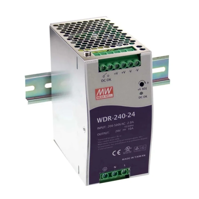 Mean Well WDR Switched Mode DIN Rail Power Supply 240W, 48 V, 5 A, 180-550 V AC Input WDR-240-48