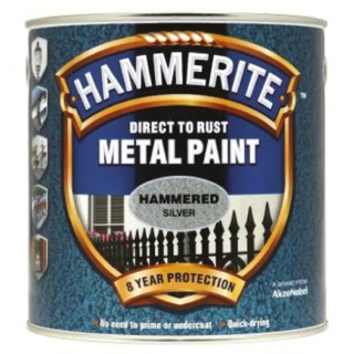 Hammerite Direct to Rust Paint Hammered Finish Silver, Tin 250 ml 5084798