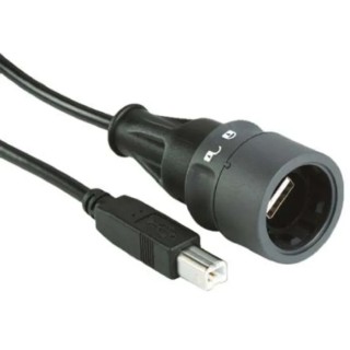 Bulgin Buccaneer 6000 Series IC Socket USB Cable Male USB Type A to Male USB B 2 m Black PXP6040/A/2M00