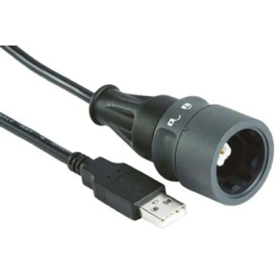 Bulgin Robust Waterproof USB Cable Male USB Type B to Male USB Type A Black 3m PXP6040/B/3M00