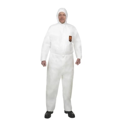 Kimberly Clark White Disposable Overall Spunbond Fabric Unisex, Chest Size 112 to 120 cm, Length 1.82m 97920