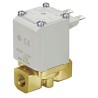 SMC Two Port Direct Operated Solenoid Valve, NC, Brass Body, 230V AC, 1/4 in Inlet VX232ALA