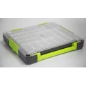 RS PRO Adjustable Compartments 21 Cell Transparent Grey Green Polypropylene Compartment Box 425 mm x 375 mm x 70 mm 767-4973