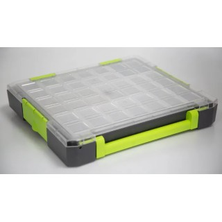 RS PRO Adjustable Compartments 21 Cell Transparent Grey Green Polypropylene Compartment Box 425 mm x 375 mm x 70 mm 767-4973