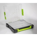 RS PRO Adjustable Compartments 21 Cell Transparent Grey Green Polypropylene Compartment Box 425 mm x 375 mm x 70 mm 767-4973