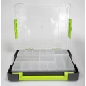 RS PRO Adjustable Compartments 21 Cell Transparent Grey Green Polypropylene Compartment Box 425 mm x 375 mm x 70 mm 767-4973