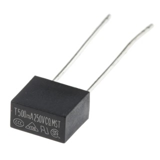 RS PRO Non-Resettable Fuse Radial 500mA 250V AC Time Delay Thermoplastic Body 767-5033