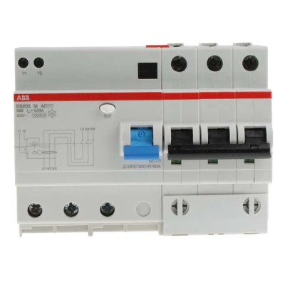ABB Residual Current Circuit Breaker with Overload Protection, 63A Current Rating 2CSR273001R1634 DS203 M AC-C63/0,03