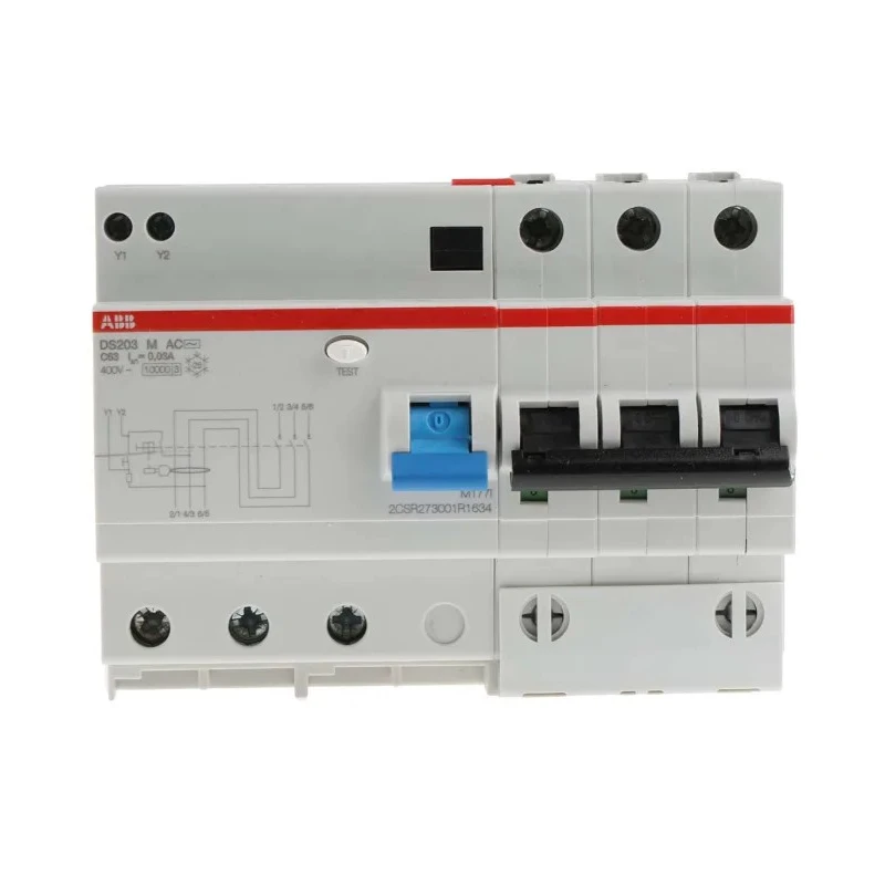 ABB Residual Current Circuit Breaker with Overload Protection, 63A Current Rating 2CSR273001R1634 DS203 M AC-C63/0,03
