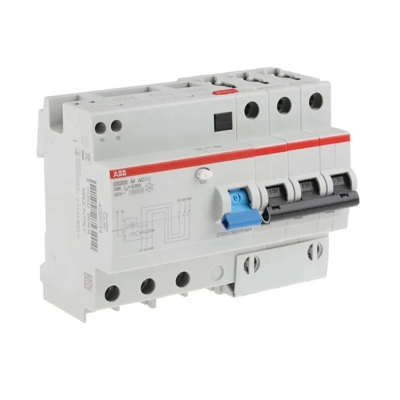 ABB Residual Current Circuit Breaker with Overload Protection, 63A Current Rating 2CSR273001R1634 DS203 M AC-C63/0,03