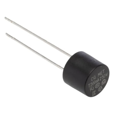 RS PRO Non-Resettable Fuse, Radial Lead Orientation, 200mA Current Rating, 250V Voltage, Time Delay, Thermoplastic 767-5187