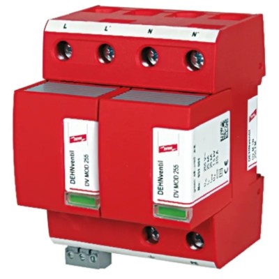 Dehn DV Modular Surge Protector Lightning Arrester 255V AC Maximum Voltage 50 kA Maximum Surge Current DV M TN 255 FM