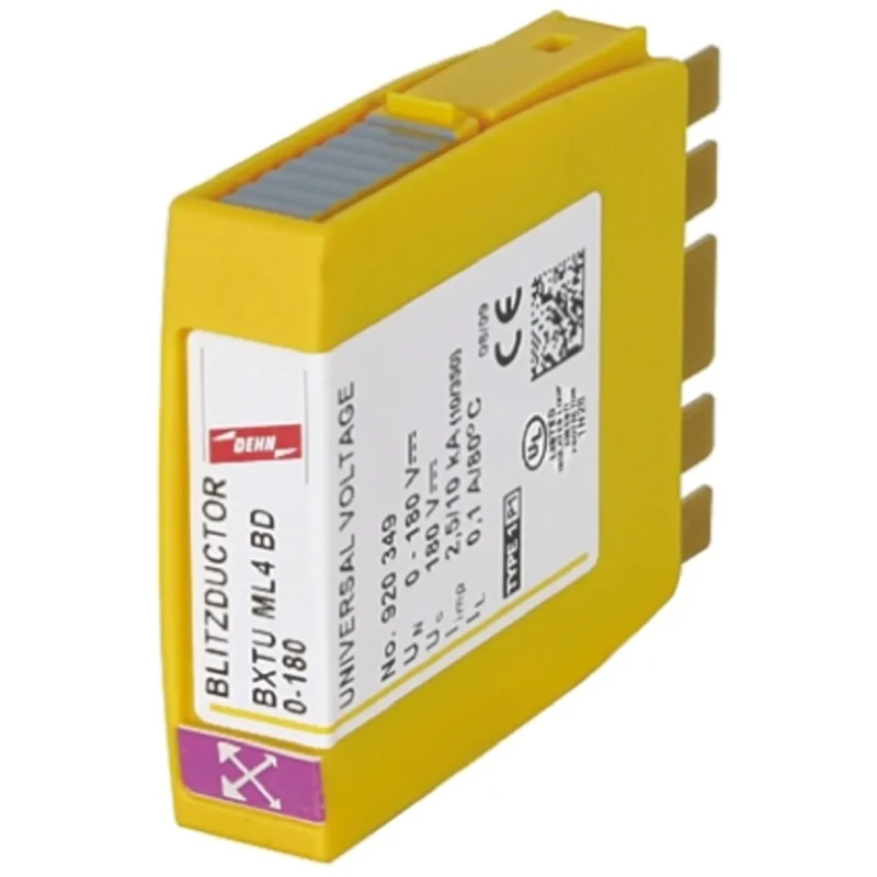 Dehn Surge Arrester Lightning Arrester DIN Rail Mount 180 V DC, 127 V AC Maximum Voltage, 20 kA Maximum BXTU ML4 BD 0-180