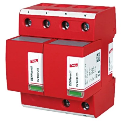 Dehn Modular Surge Protector Lightning Arrester 255V AC Maximum Voltage 50kA Maximum Surge Current DV M TN 255
