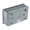 RS PRO Grey 2 Gang 13A Switched Surface Mount Type G British Plug Socket with Mild Steel Faceplate 230V 768-3517