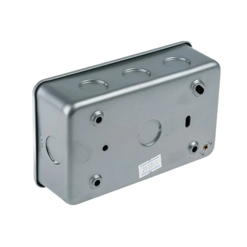 RS PRO Grey 2 Gang 13A Switched Surface Mount Type G British Plug Socket with Mild Steel Faceplate 230V 768-3517