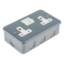 RS PRO Grey 2 Gang 13A Switched Surface Mount Type G British Plug Socket with Mild Steel Faceplate 230V 768-3517