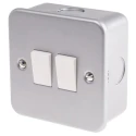 RS PRO Grey 2 Way Rocker 2 Gang Surface Mount Metalclad Steel Light Switch 240V 6A RS Metalclad 768-3526