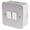 RS PRO Grey 2 Way Rocker 2 Gang Surface Mount Metalclad Steel Light Switch 240V 6A RS Metalclad 768-3526