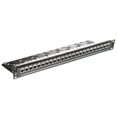 Molex CES PowerCat Series 24 Port IDC RJ Patch Panel STP 1U Overlay Grey Powdercoat Black PID-00217