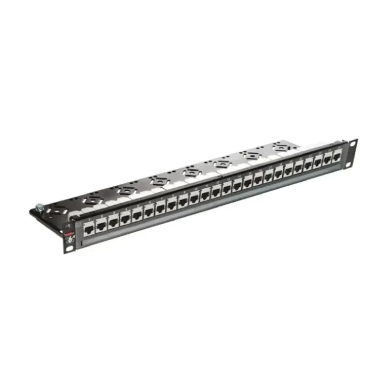 Molex CES PowerCat Series 24 Port IDC RJ Patch Panel STP 1U Overlay Grey Powdercoat Black PID-00217