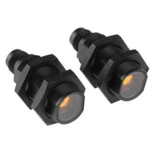 Omron Through Beam Photoelectric Sensor Barrel Style, 20 m Detection Range, PNP Output, IP67 IP69K, ABS Housing E3FA-TP21