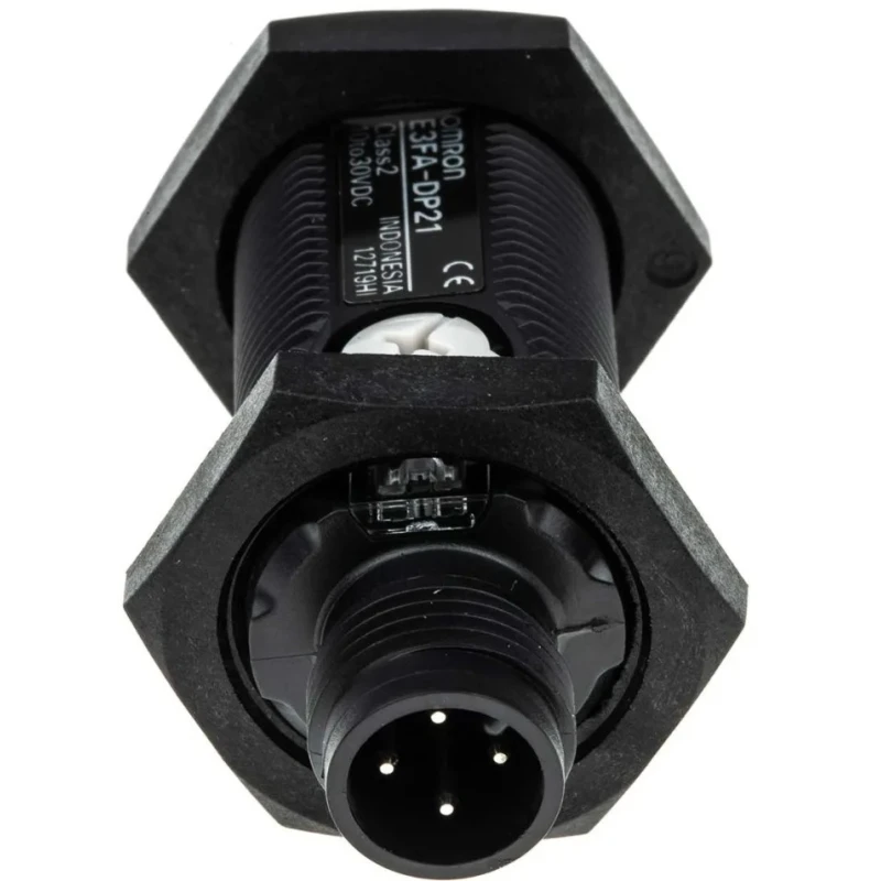 Omron Diffuse Photoelectric Sensor Barrel Sensor 100 mm Detection Range PNP Output IP69K, IP67 Protection E3FA-DP21