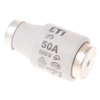 ETI 50A 500V AC D3 Bottle Fuse, Ceramic Body, E33 Thread Size 2313402