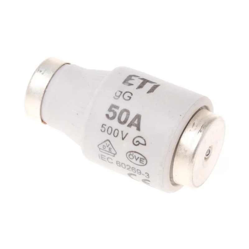 ETI 50A 500V AC D3 Bottle Fuse, Ceramic Body, E33 Thread Size 2313402