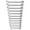 GearWrench 12-Piece Ratchet Spanner Set, 8 To 19 mm, Alloy Steel, Chrome Full Polish Finish 85597