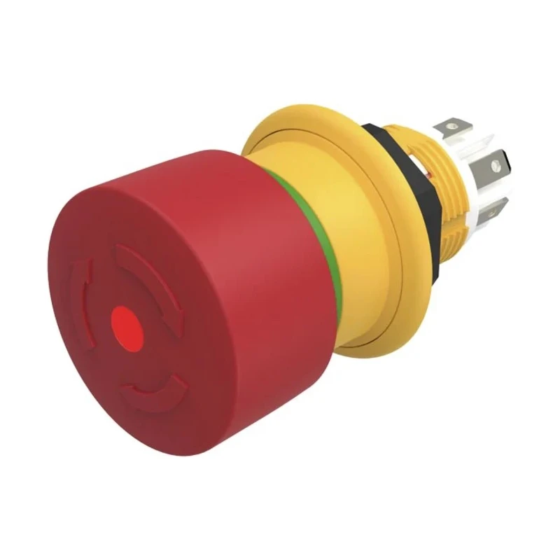 EAO 61 Compact Series Twist Release Illuminated Emergency Stop Push Button, Panel Mount, 16 mm Cutout, 1 NC 61-6451.4247