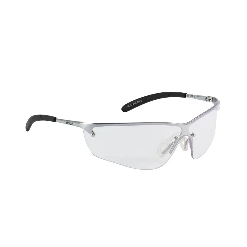Bolle Safety SILIUM Safety Glasses Slip Resistant Clear Black Polycarbonate Lens Thermoplastic Elastomer Brass SILPSI
