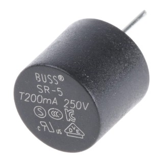 Eaton Non-Resettable Fuse Radial 200mA 250V AC Time Delay SR-5-200MA-BK