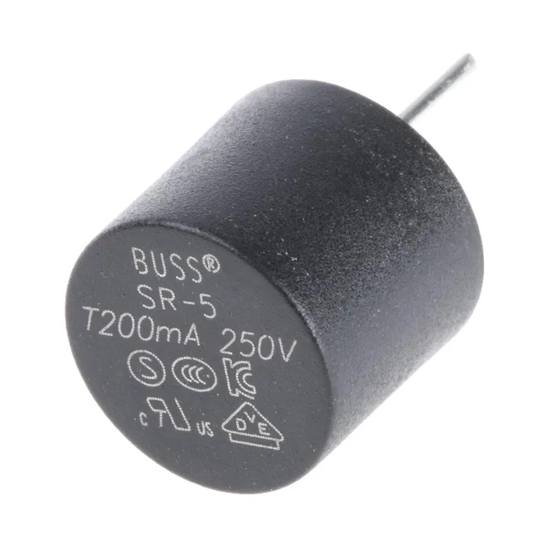 Eaton Non-Resettable Fuse Radial 200mA 250V AC Time Delay SR-5-200MA-BK