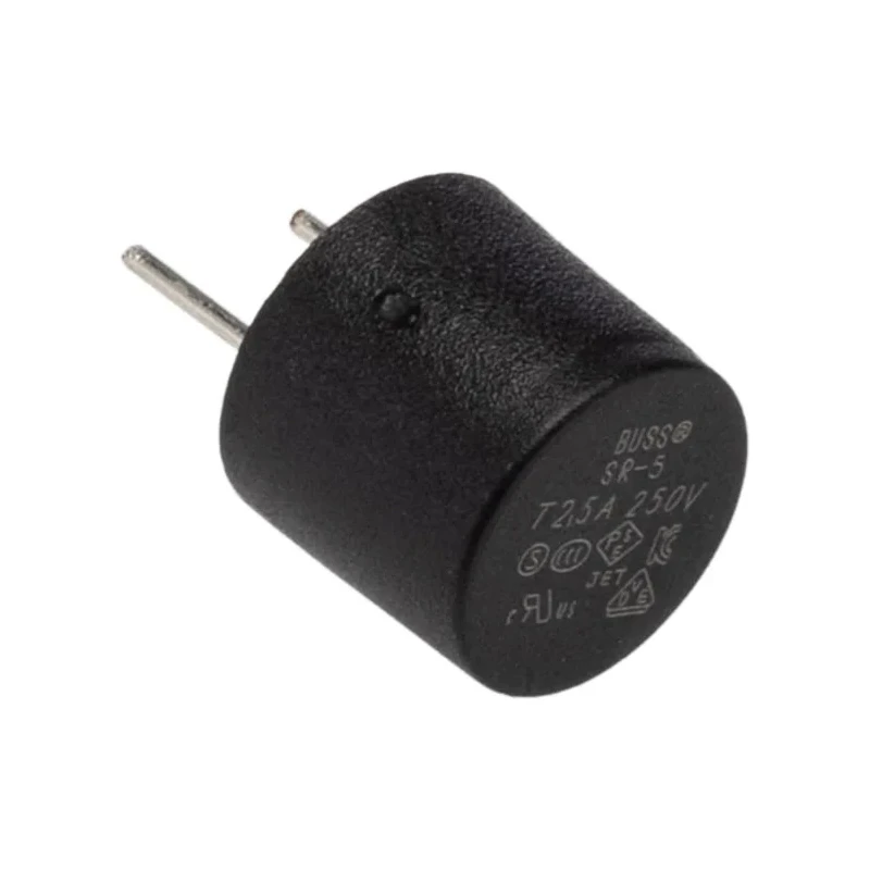 Eaton Fuse, Radial, Time Delay, 2.5A Current Rating, 250V AC, Breaking Capacity 35A, Model SR-5-2-5A-BK