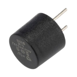 Eaton Radial Fuse, Time Delay T Characteristics, 400mA, 250V AC, 35A Breaking Capacity SR-5-400MA-BK