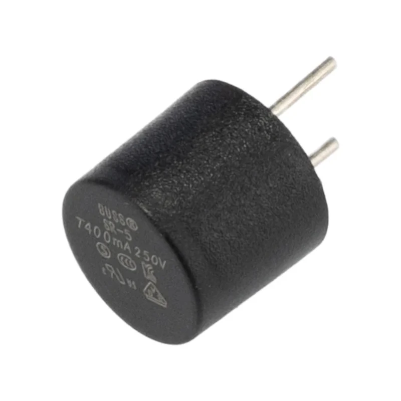Eaton Radial Fuse, Time Delay T Characteristics, 400mA, 250V AC, 35A Breaking Capacity SR-5-400MA-BK