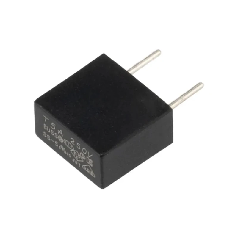 Eaton Fuse, Radial Lead 5A Current Rating, 250V AC Time Delay, Plastic Body SS-5-5A-BK