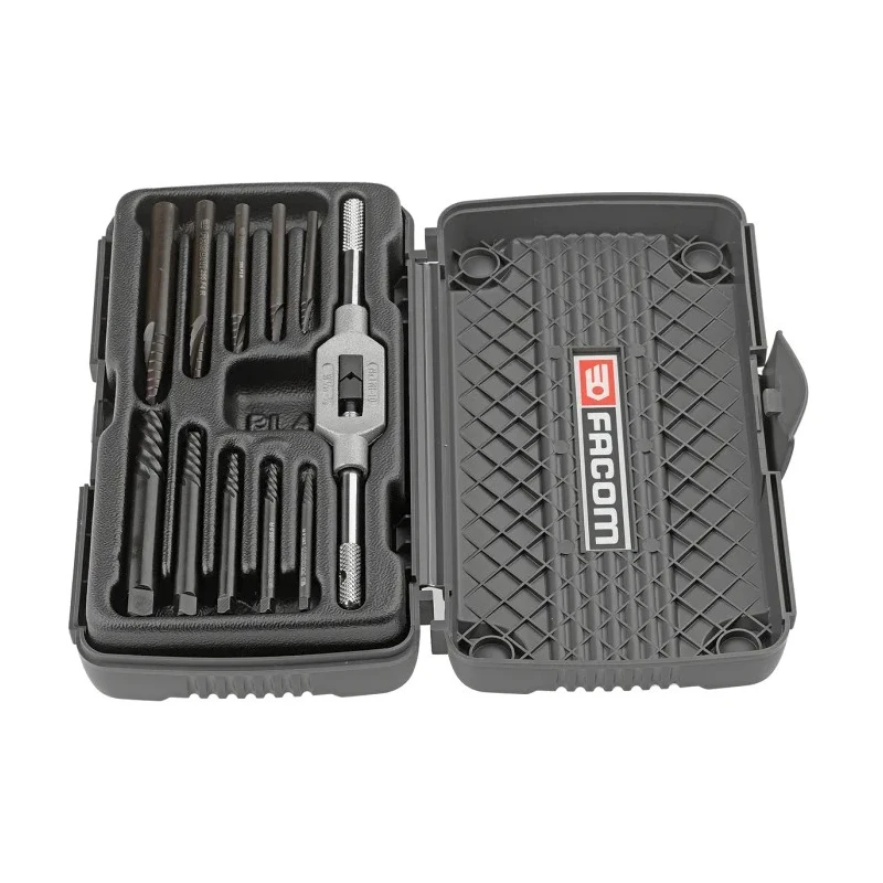 Facom 11 Piece Steel Screw Extractor Set with Plastic Case for Stud Extraction 285.J10PF