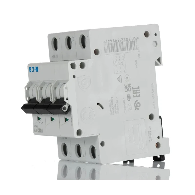 Eaton xEffect Miniature Circuit Breaker 3-Pole 10A Type C 400V AC 6 kA Breaking Capacity 239144 FAZ6-C10/3