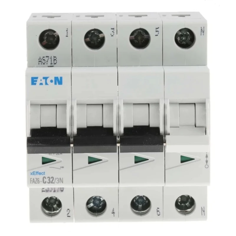 Eaton xEffect Miniature Circuit Breaker 4-Pole 32A Type C 400V AC 6kA Breaking Capacity FAZ6