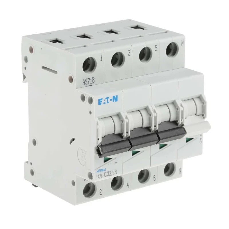 Eaton xEffect Miniature Circuit Breaker 4-Pole 32A Type C 400V AC 6kA Breaking Capacity FAZ6