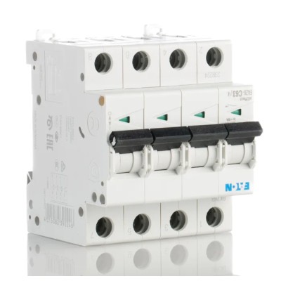 Eaton xEffect Miniature Circuit Breaker 4-Pole 63A Type C 400V AC 6 kA Breaking Capacity 239224 FAZ6-C63/4