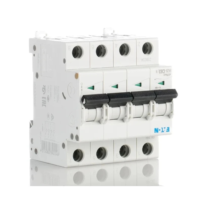 Eaton xEffect Miniature Circuit Breaker 4-Pole 63A Type C 400V AC 6 kA Breaking Capacity 239224 FAZ6-C63/4
