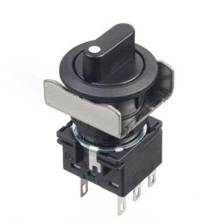 Idec Black Round Selector Switch LB6S-3T6, Flush Mount 16mm Panel Hole, 5A Contact Rating LB6S-3T6