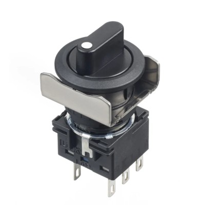 Idec Black Round Selector Switch LB6S-3T6, Flush Mount 16mm Panel Hole, 5A Contact Rating LB6S-3T6